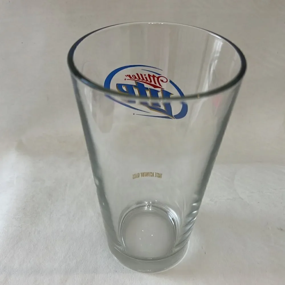 Miller Lite Beer Glass 16 Oz Taste Activator Glass  3 1/2 In Round 6 In Tall